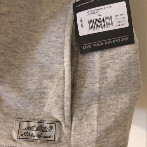 EDDIE BAUER GREY 1/4 Zip XL SWEATER - Picture 4 of 4